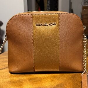 Michael Kors Tan and Gold Crossbody Bag